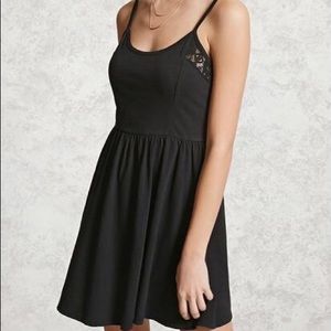 F21 Black dress with lace cutouts NWOT